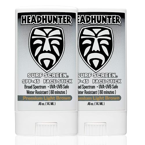 Headhunter Protector solar FPS 45, protector solar impermeable para surf Waterman, protector solar facial resistente al agua para protección ultra