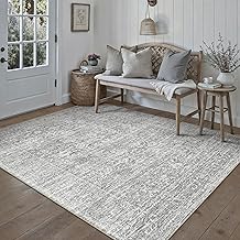 PureCozy Vintage Gris Alfombra Salon 160x230cm Habitacion Carpet Lavables en Lavadora Antideslizante Grande Alfombras Sala Dormitorio Cocina Comedor Carpets Pelo Corto Rug
