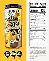 Vista 2 de Super Coffee XXTRA, café keto con proteínas (cero azúcar añadido, 7g de proteína, 130 calorías), café helado inteligente, 15 onzas, sabor mocha, 12