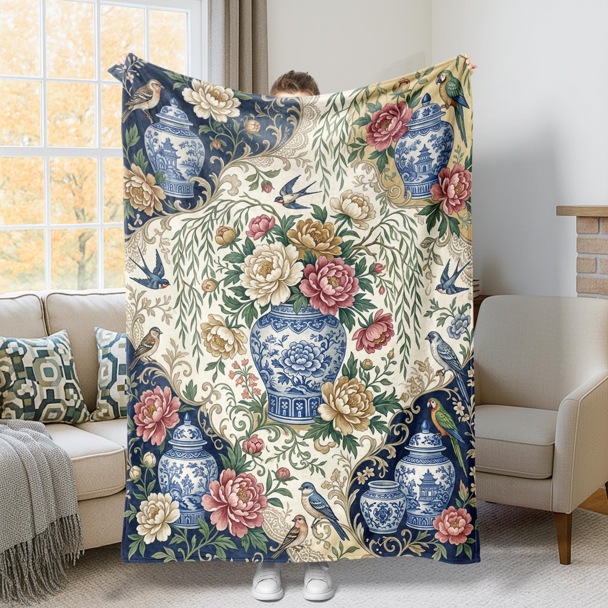 Couverture florale haut de gamme plaid traditionnel grand confort