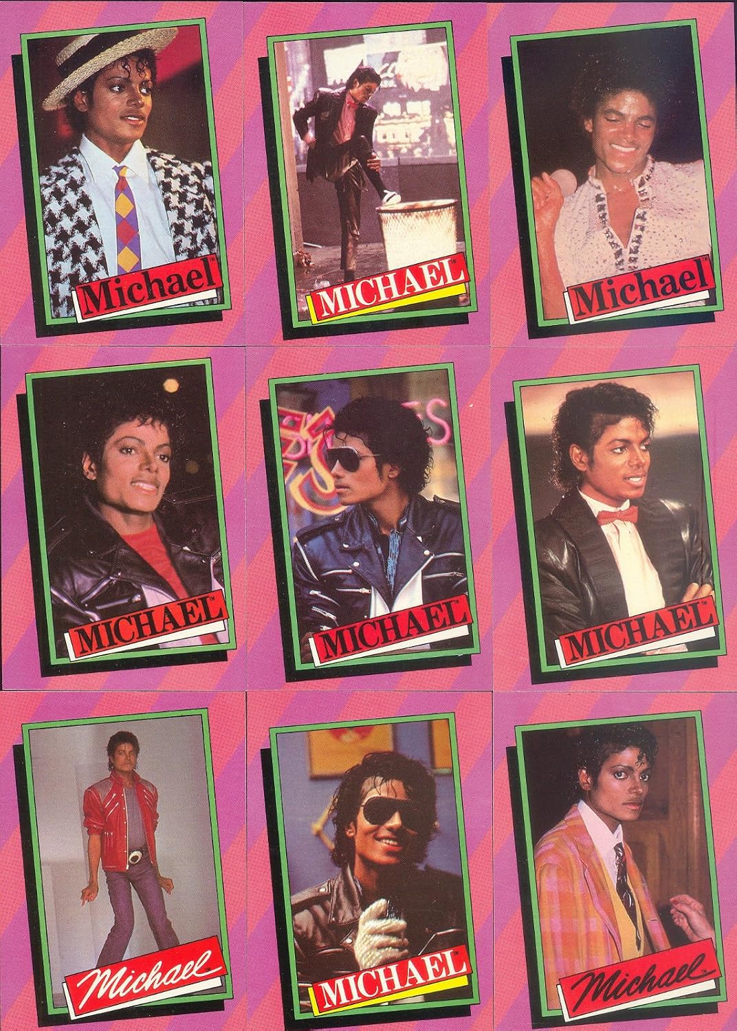 MICHAEL JACKSON SERIES 1 1984 TOPPS COMPLETE BASE CARD & STICKER SET OF 33 & 33