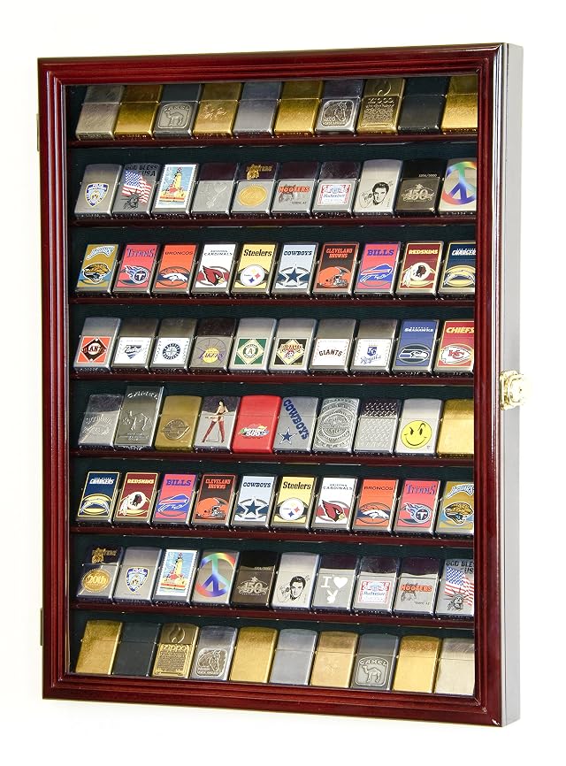 80 Lighter Lighters Match Books Matches Display Case Cabinet Wall Rack Holder Lockable w 98 UV Door Cherry