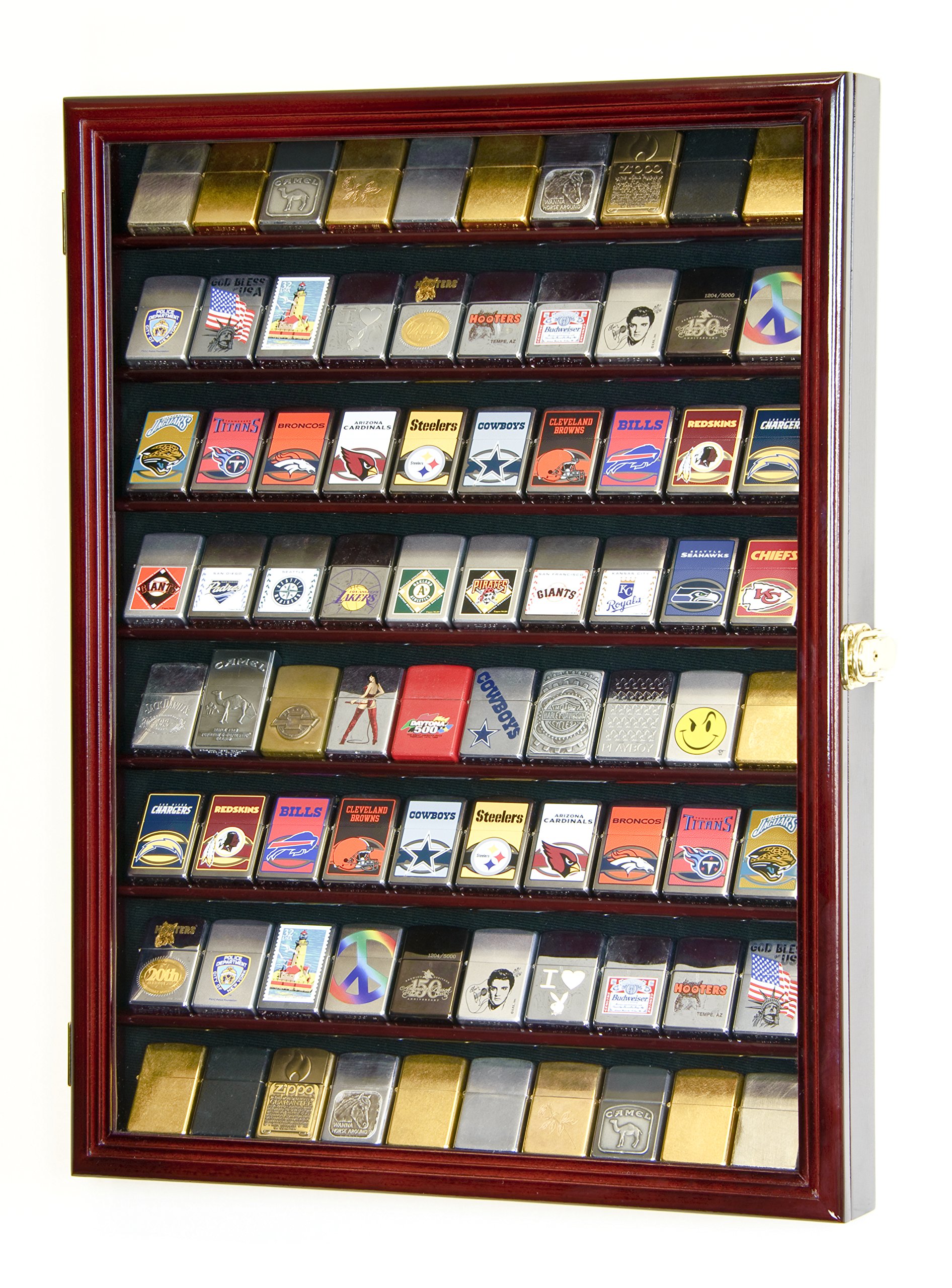 80 Lighter Lighters Match Books Matches Display Case Cabinet Wall Rack Holder Lockable w 98 UV Door Cherry