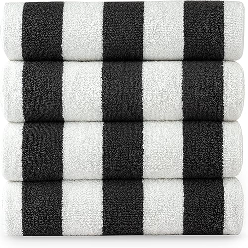 LANE LINEN Paquete de 4 toallas de playa  Toalla de playa 100% algodón con bolsa de playa, toallas de piscina de lujo para adultos, toalla de playa