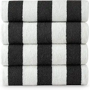 LANE LINEN 4 Pack Beach Towels - 100% Cotton Beach Towel with Beach Bag, Luxury Pool Towels for Adults, Quick Dry, Soft & Absorbent Oversized Beach Towel (36"x72") Beach Essentials for Women - Grey