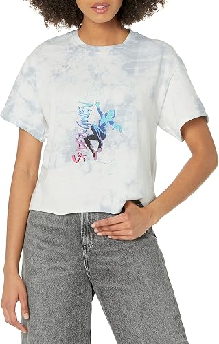 Marvel Mouches Gwen T-Shirt, Blanc/Bleu, XL Femme