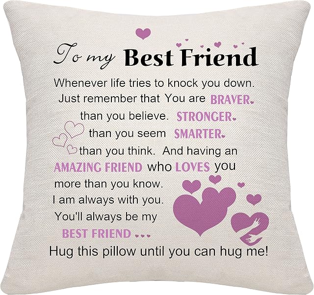 Friendship Gifts Inspirational Cuhion Cover Throw Pillow Cover for Women Girls Best Friend Birthday Gifts (Best Friend A)