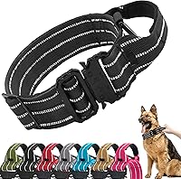 Vista 1 de Tactical Dog Collar, Adjustable Military Training Reflective Nylon Dog Collar with Control Handle, Heavy Duty Metal Buckle for Medium and Large Black