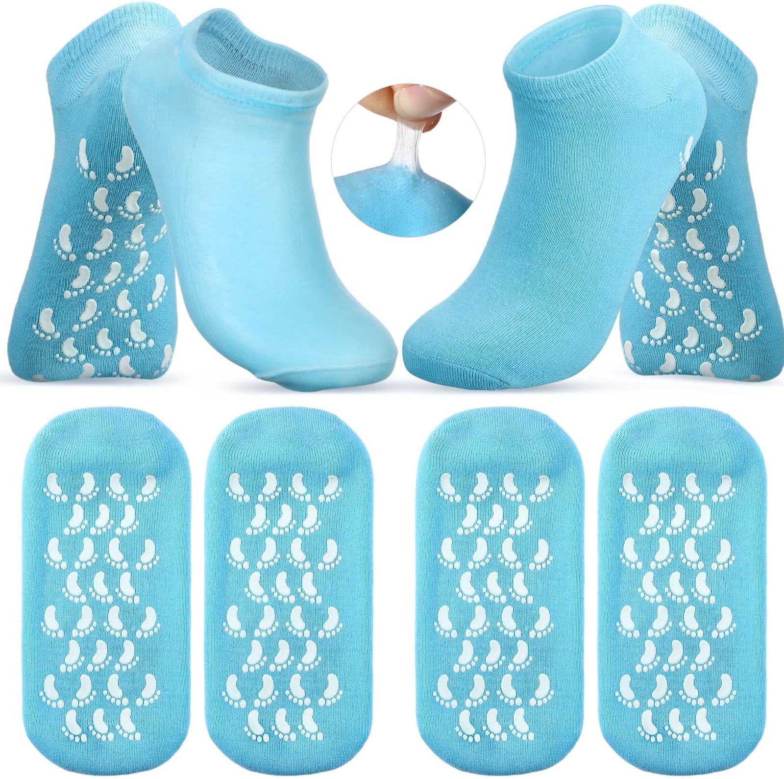 Chuarry 4 Pairs Moisturizing Socks Gel Socks for Dry