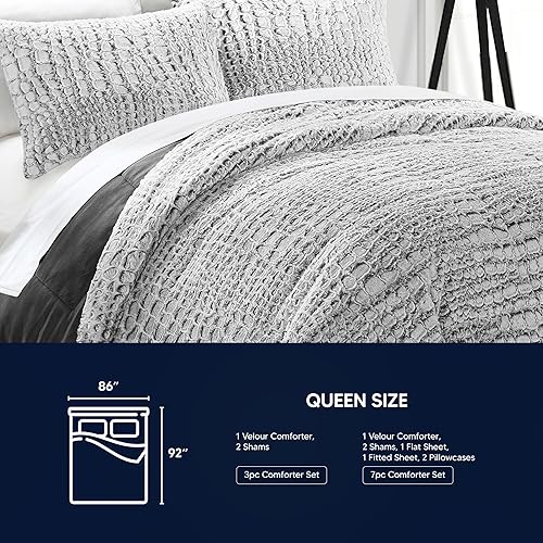 Miniatura 10 de Chic Home Colección de 3 piezas de piel sintética con respaldo de visón en piel de animal de cocodrilo, tamaño Queen (edredón), beige