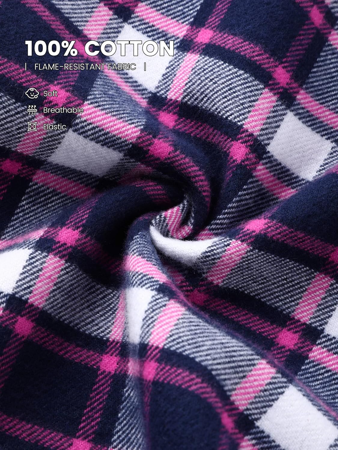 IHU Cotton Girls Pajama Pants Soft Flannel Woven Kids Pj Bottoms Plaid Lounge Pants Sleepwear with Pockets - Image 4