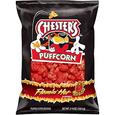 Chester Chesters Flaming Hot Cheese Snack Baked, 4.25 Oz