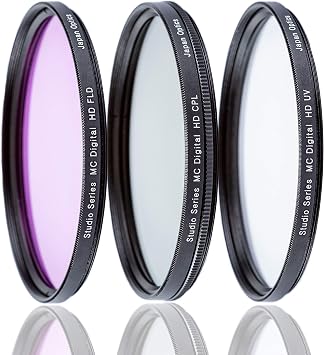 Ultimaxx 52mm Multi Coated Filter Bundle, Uv, Cpl, Fl D | 52mm 3-Piece Kit, Fl-D. Multi-Coated HD Optics, Protective Carry Case, Fits Digital and Video Cameras, 3 Piece