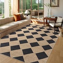 Zeeinx Checkered Easy Jute Rug 6x9 Outdoor Rug Large Washable Area Rugs