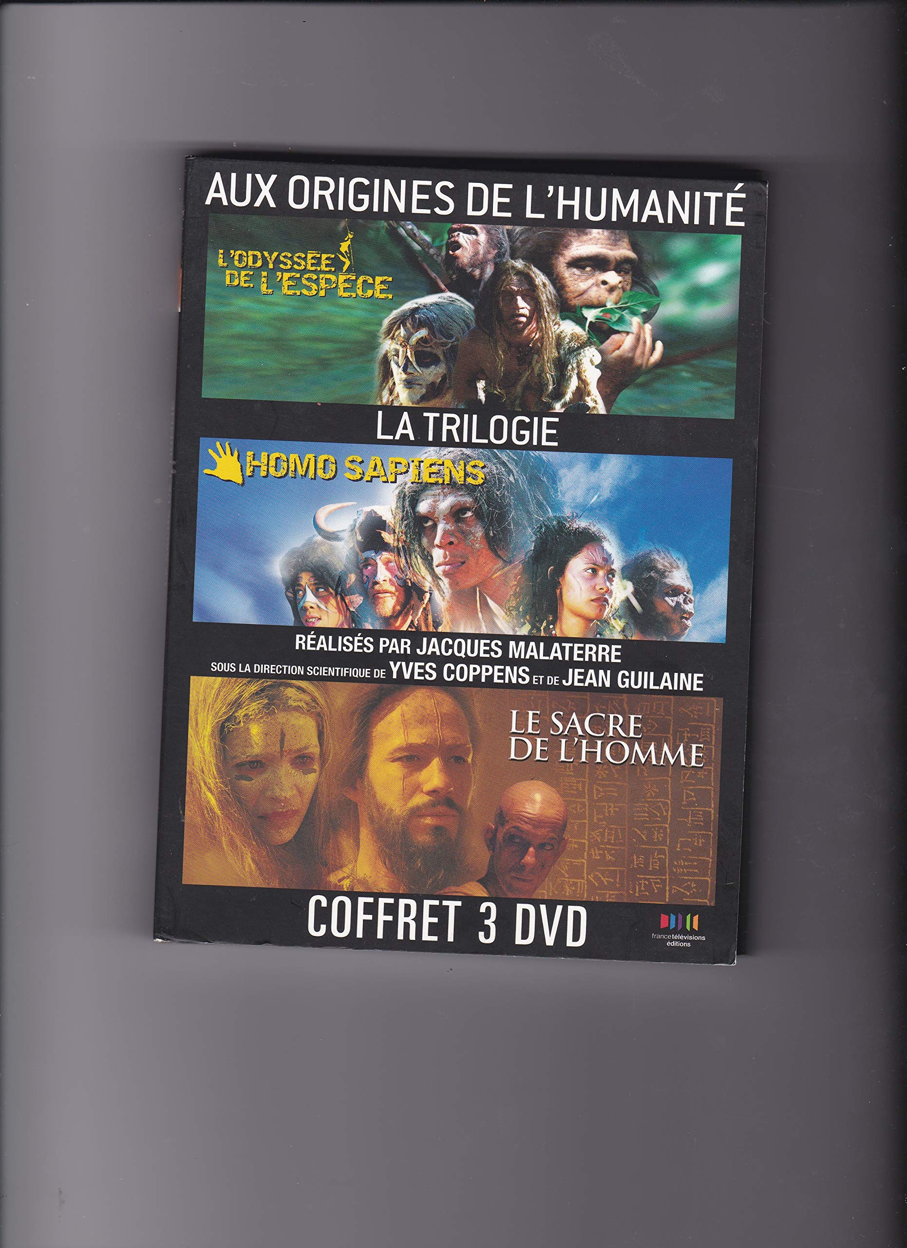 Pack 3 DVD Aux Origines de l'Humanité sobre la evolución humana en formato documental de historia