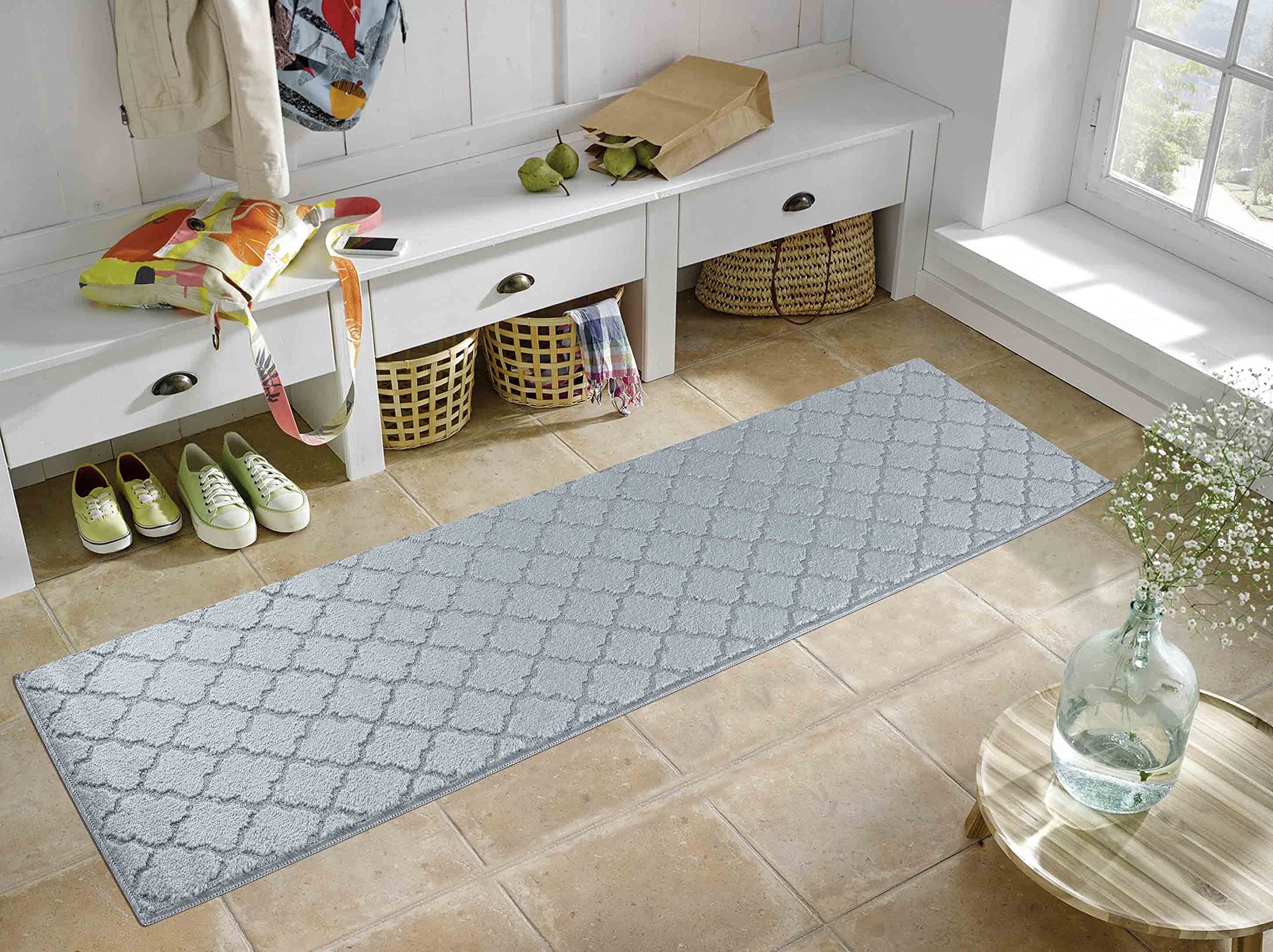 Ivy Washable Trellis Design Anti Slip Doormats Dark Grey 80X300 Cm from B&Q
