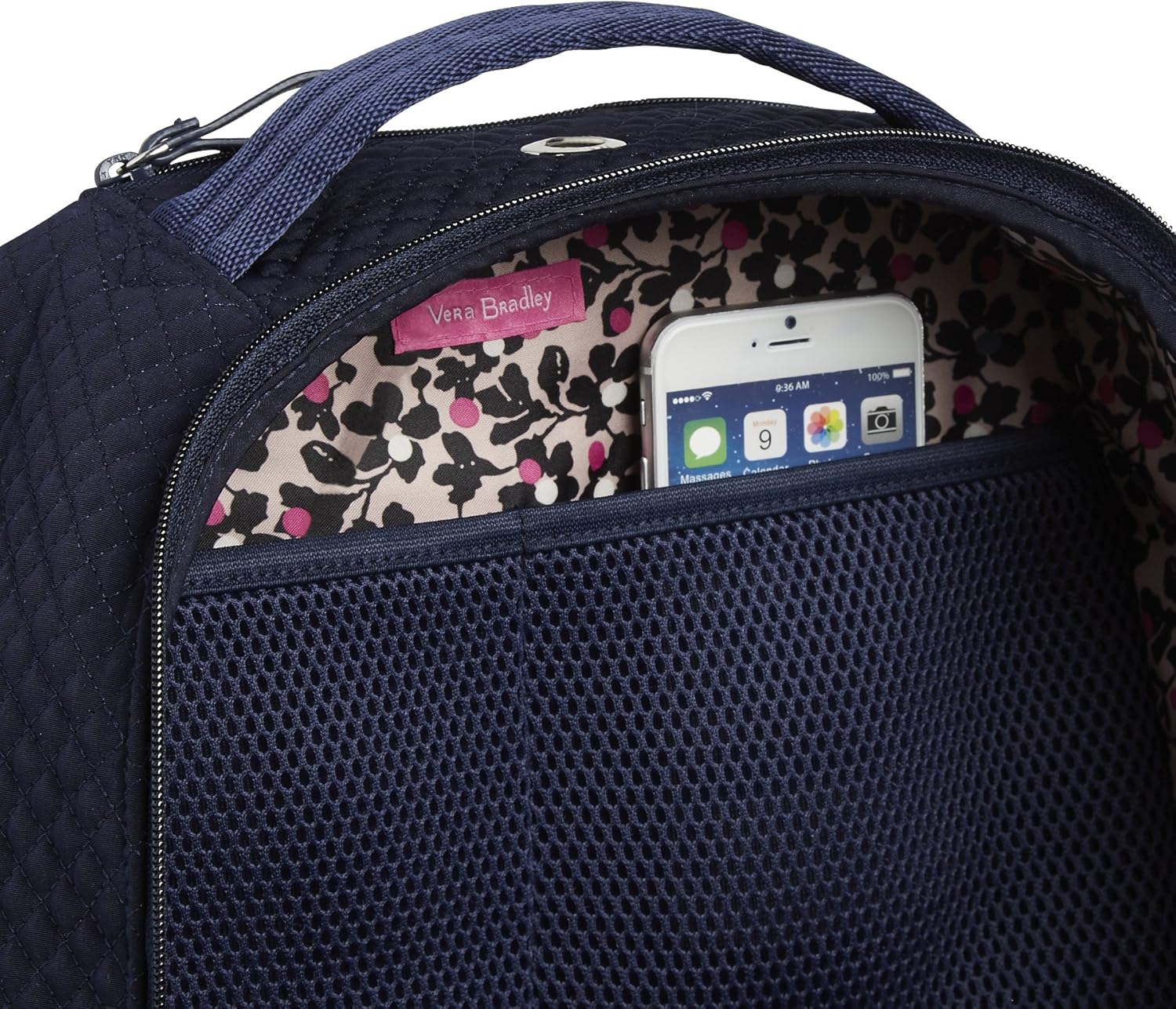 Vera Bradley Women's Microfiber Backpack, Classic Navy, One Size