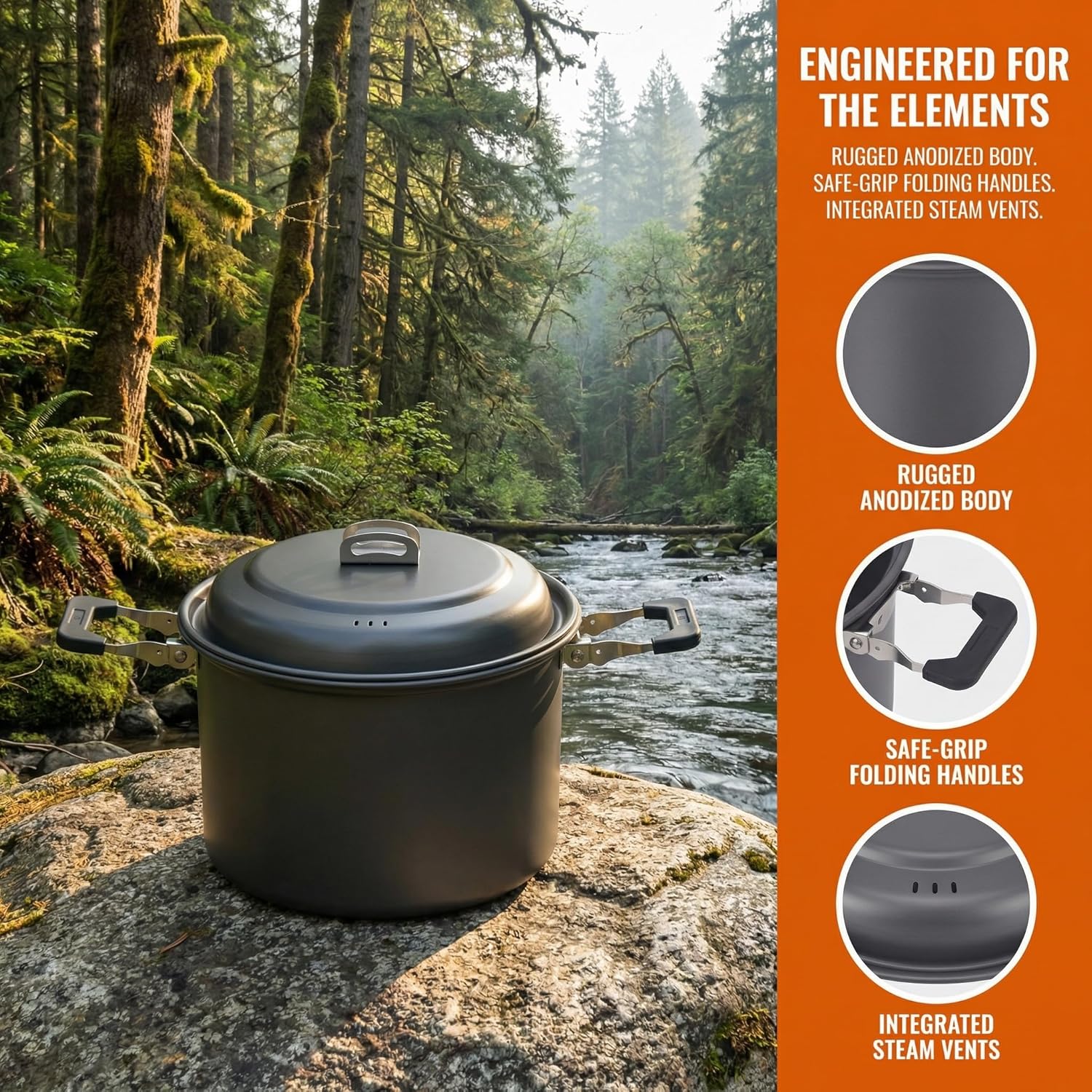 Outdoor set pot 6.5L large capacity Double-flavor hot pot steamer self driving barbecue portable camping cooking household soup pot