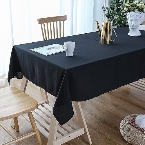 Miniatura 8 de Lespoir Manteles de algodón para mesas rectangulares, mantel de tela de algodón blanco de 54 x 102 pulgadas, manteles de algodón para mesas