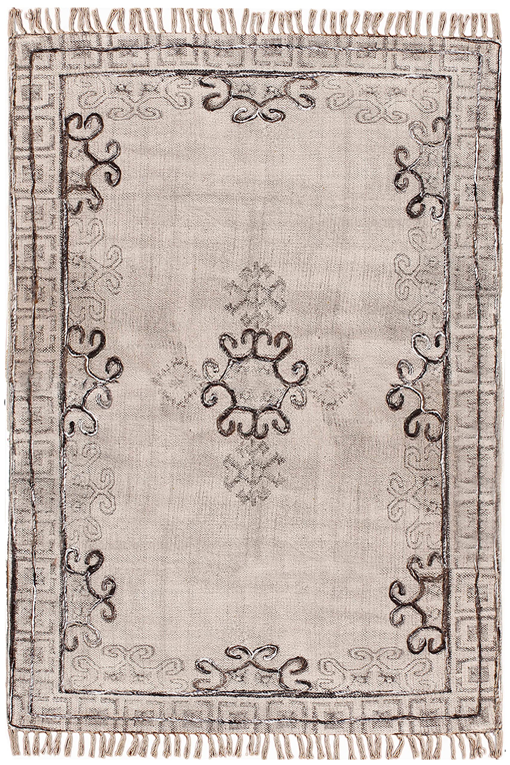 Tapis dhurrie indien fait main en coton imprimé, grand tapis bohème chic