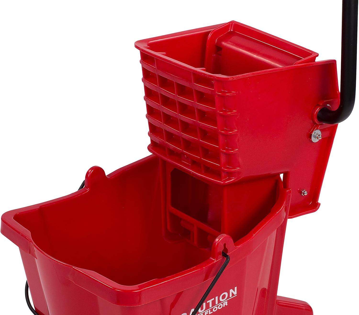 Carlisle 3690405 Commercial Mop Bucket With Side Press Wringer, 35 Quart Capacity, Red : Health & Household