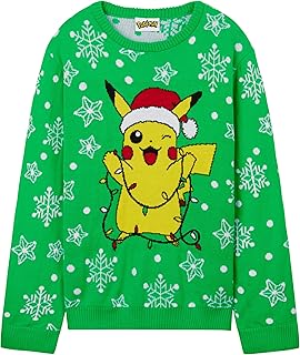 Pokemon Boys Christmas Jumper, Cosy Knitted Xmas Sweater - Gifts for Boys