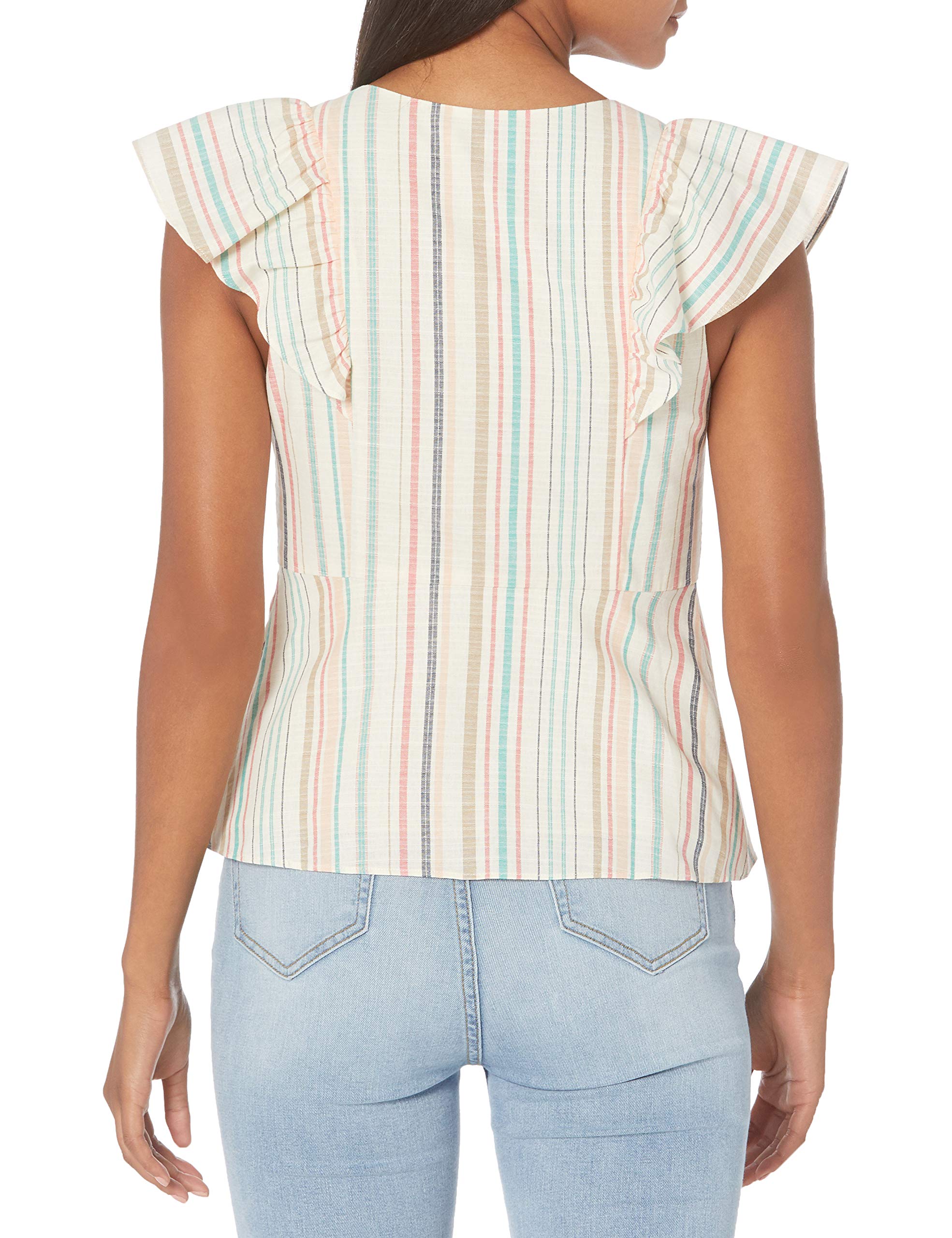 Dickies EDS Prints DK852 Women's V-Neck Top, Stripes and Posies, Small