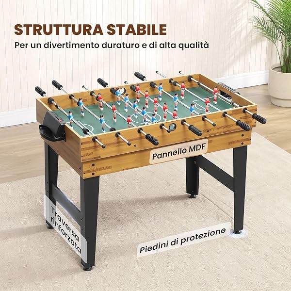 SPORTNOW Tavolo Multigioco 13 in 1, Tavolo da Gioco Multifunzione con Calcio Balilla, Biliardo, Ping Pong, Ice Hockey, Anelli, Scacchi, Backgammon, Dama, Bowling ecc. per Adulti e Bambini, Casa Scuola - 4