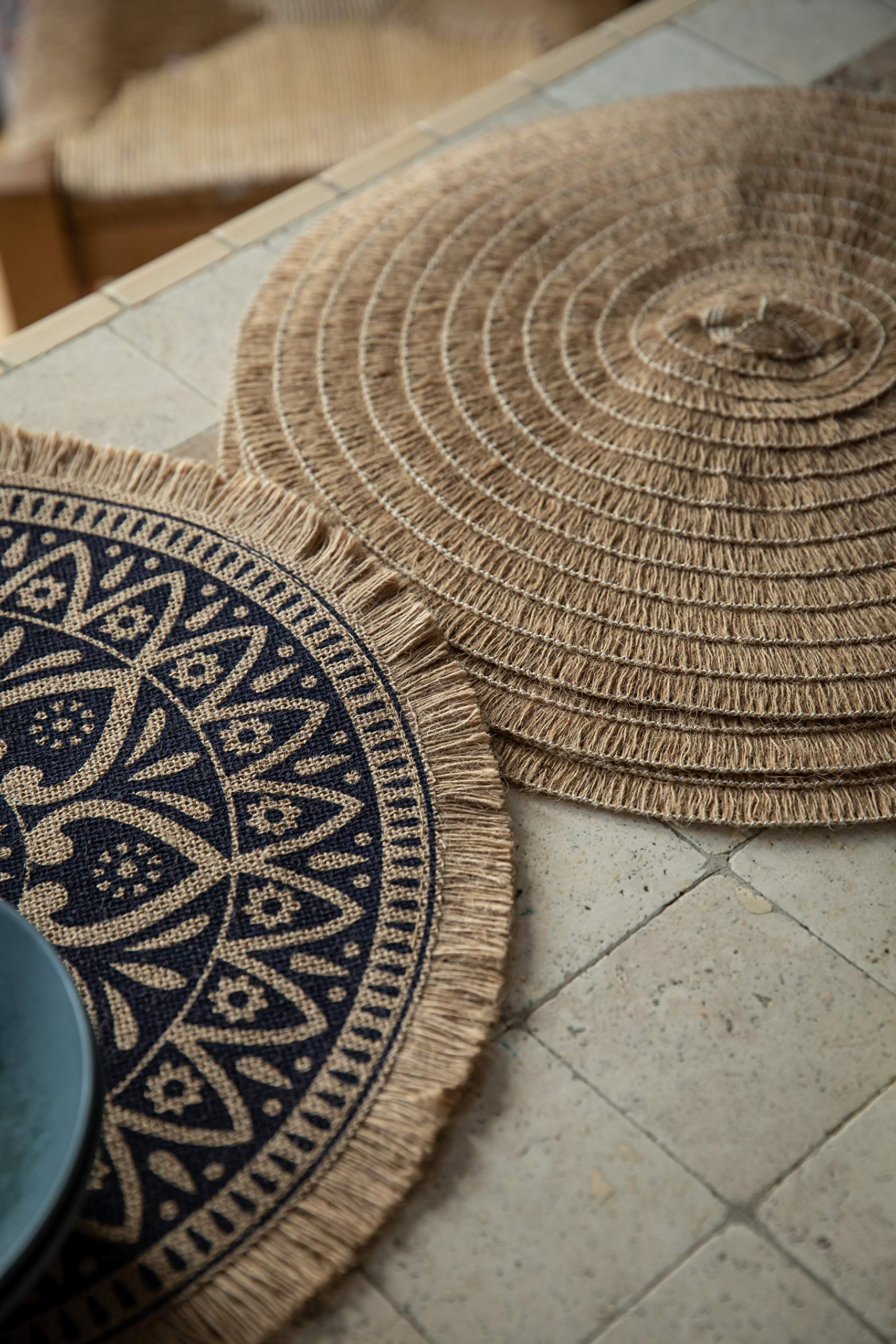 Creative Tops - Sets de Table Ronds en Jute, Motif Mandala, 41 cm, Lot de 4
