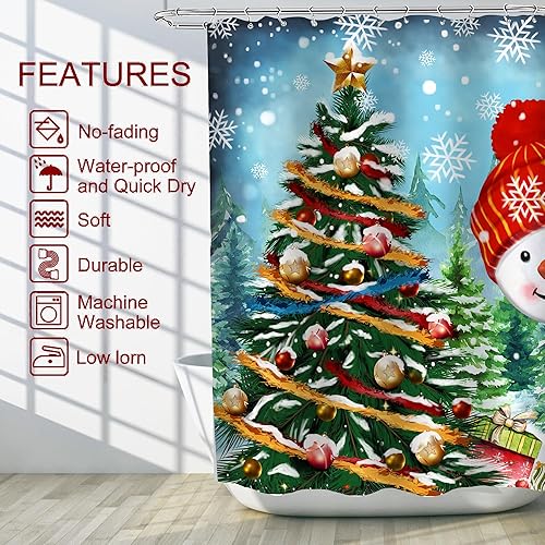 Miniatura 3 de Cortina de ducha de muñeco de nieve, cortina de ducha de Navidad para baño, árbol de Navidad, copo de nieve, invierno, Let it Snow Holidays, cortina