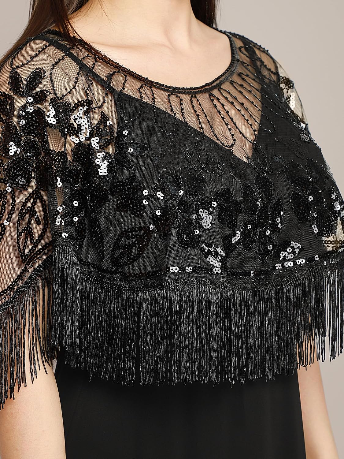 Ever-Pretty Women's Elegant Sequin Beaded Flapper Evening Shawls for Women Evening Cocktail Party 02719