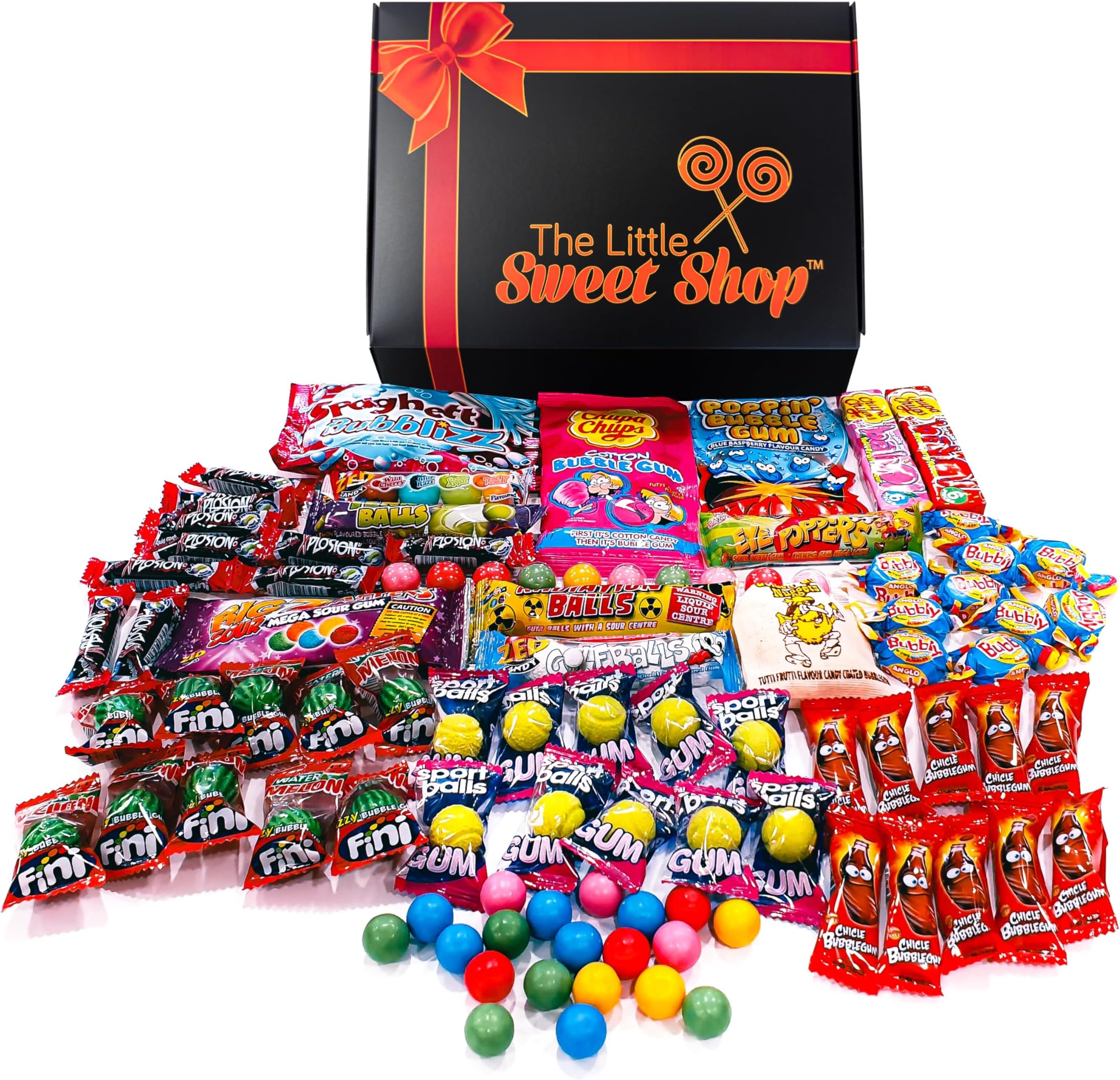 Classic Bubble Gum Sweets 1.2KG(approximately) Hamper - Premium Gift Box including an assortment of Iconic British Retro Bubble Gum Sweets.