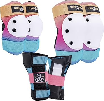 CHICAGO Premium White Quad Roller Skates Bundle with Triple Eight Saver Series Pad Set, Small