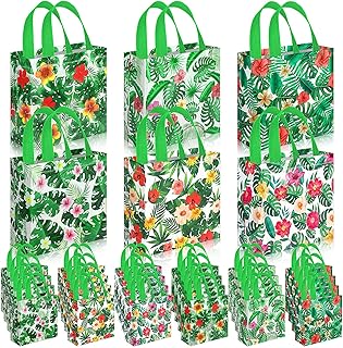 Sweetude 40 Pcs Hawaii Luau Goodie Treat Bags for Aloha Summer Tropical Aloha Palm Leaves Goodie Bags Festival Beach Theme Birthdays Pool Parties Bulk Gift Packaging Supplies