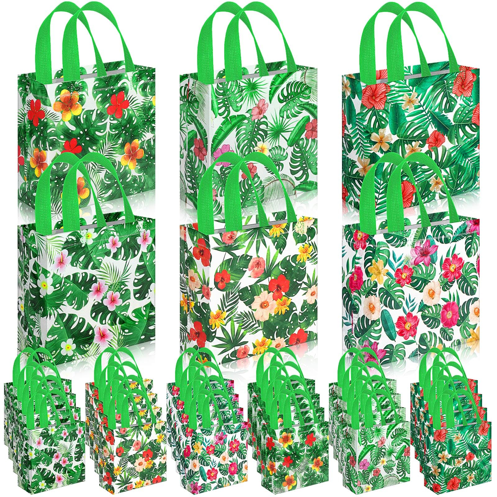 Sweetude 40 Pcs Luau Gift Party Favor Bags with Handle, Non Woven Goodie Bags Birthday Favor for Birthday Baby Shower Packaging Supplies