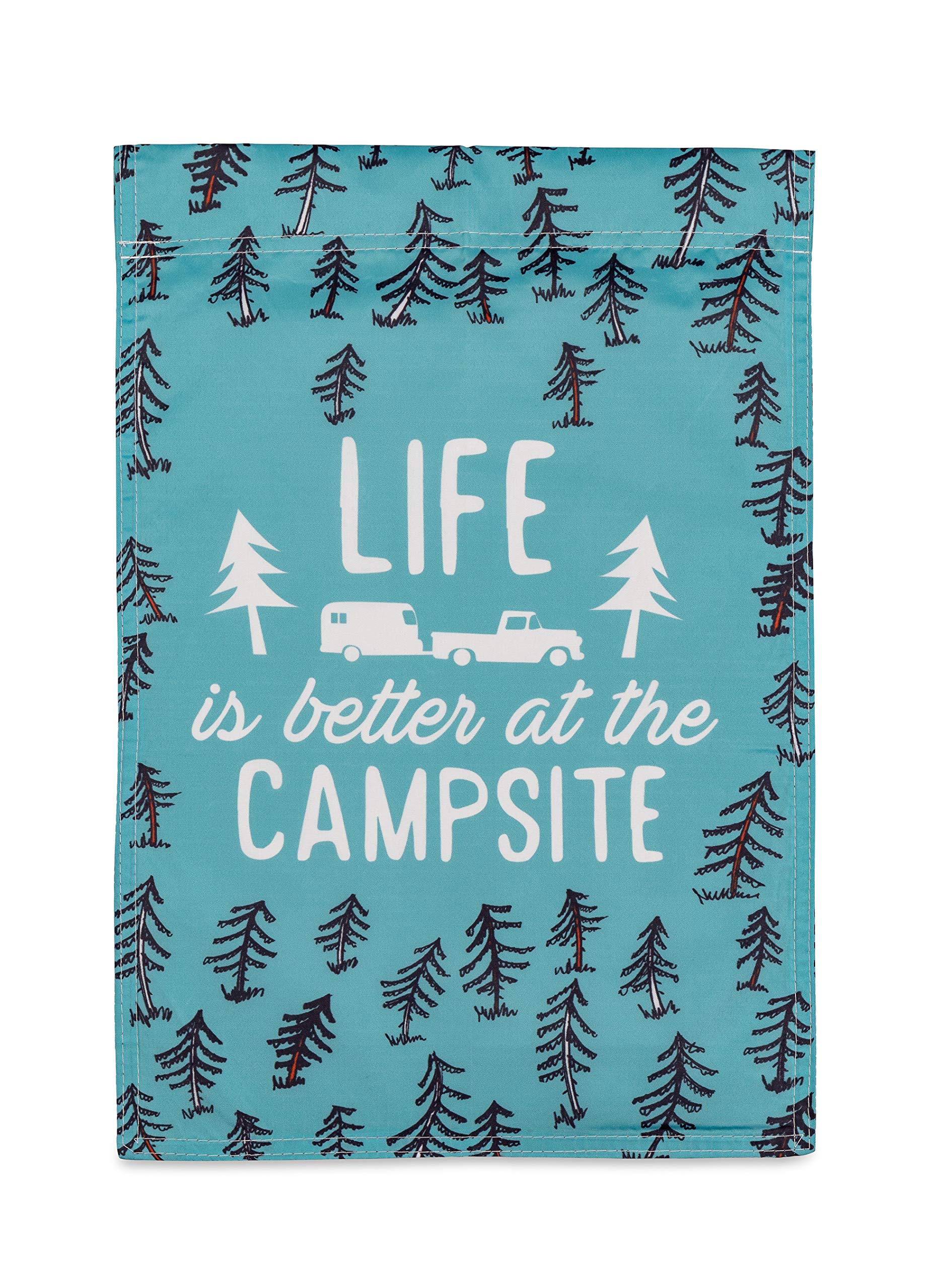 Camco 53308 Life is Better at The Campsite Gartenflagge, 30,5 x 45,7 cm – der perfekte Gruß für Ihren Hof oder Campingplatz – verfügt über EIN Wohnmobil-Skizzen-Design.