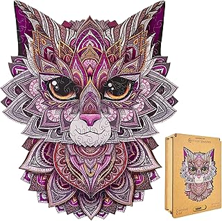 Sponsored Ad - Lubiwood Curious Cat Wooden Jigsaw Puzzle for Adults (6”x 8”) - Made in Europe - Perfect Animal Puzzle Gift...