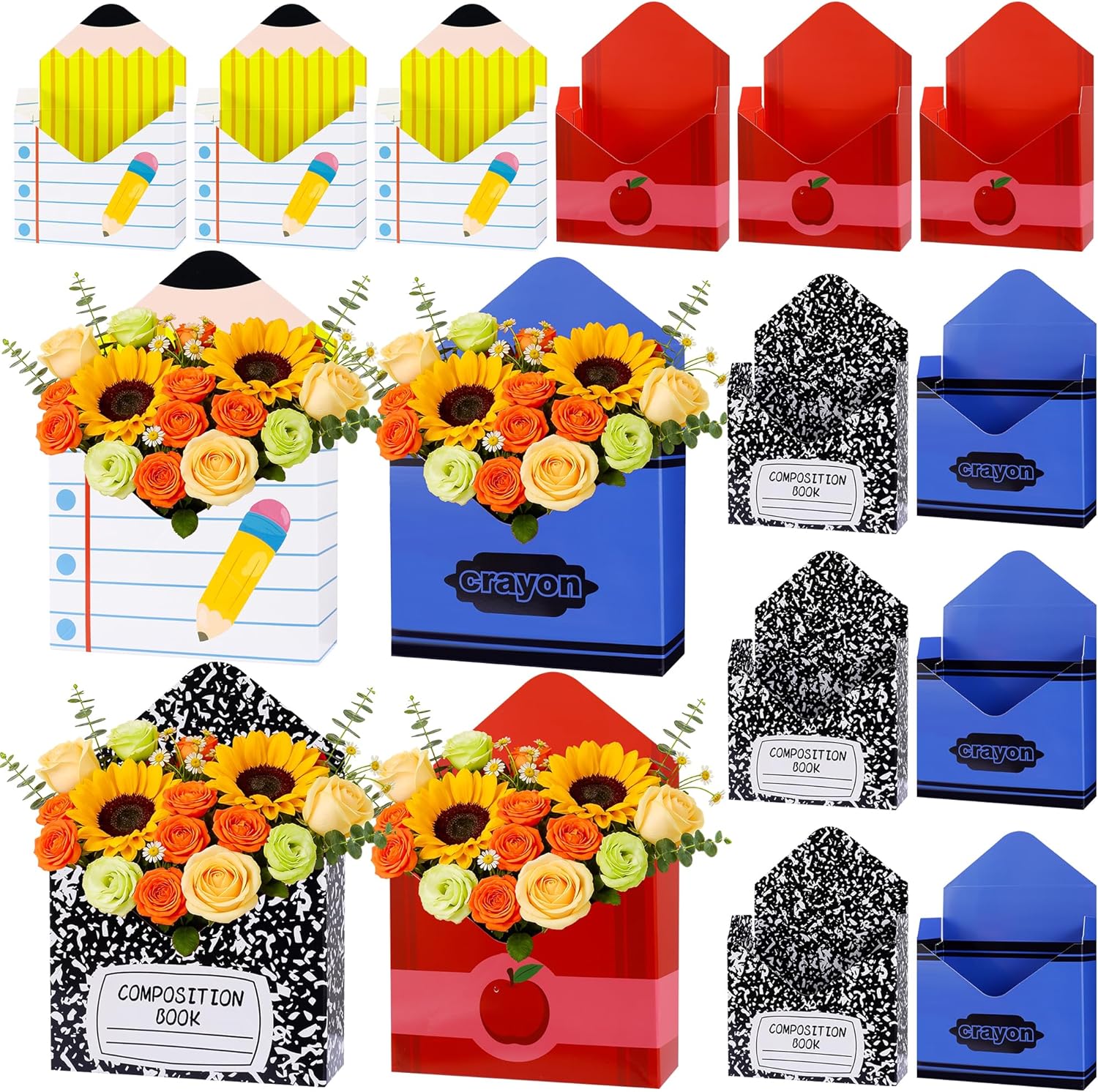 12 Pcs Gifts for Mothers Day Florist Box Mothers Day Bouquet Envelope Boxes Stripe Mother Gifts Floral Envelope Boxes Paper,Flower Bouquet Packaging Gift Box Wrapping for Wedding Birthday Party Decoration