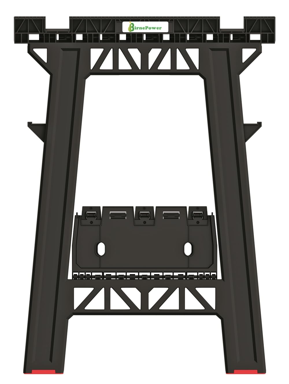 BirnePower Arbeitsbock Klappbock 2er Set – Robuster Unterstellbock bis 350kg (175kg/Stück) – Sägebock Klappbar mit Werkzeugablage, Schneidrille & Anti-Rutsch-Füßen für Werkstatt & Baustelle