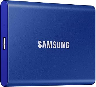 SAMSUNG T7 Portable SSD, 1TB External Solid State Drive, Speeds Up to 1,050MB/s, USB 3.2 Gen 2, Reliable Storage for Gaming, Students, Professionals, MU-PC1T0H/AM, Blue
