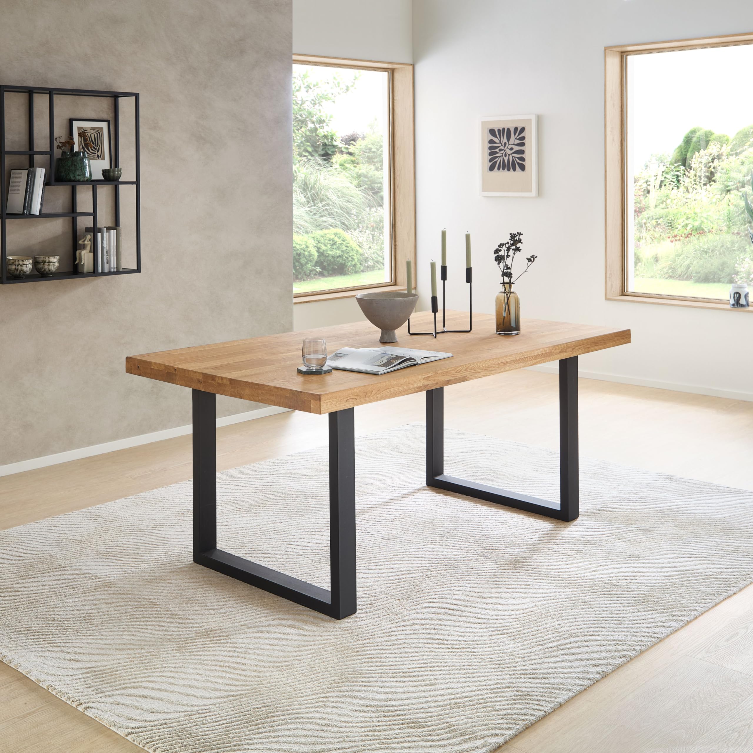 CHRIS U Esstisch Eiche Massivholz Esszimmertisch 180 x 76 x 100 cm (B/H/T)