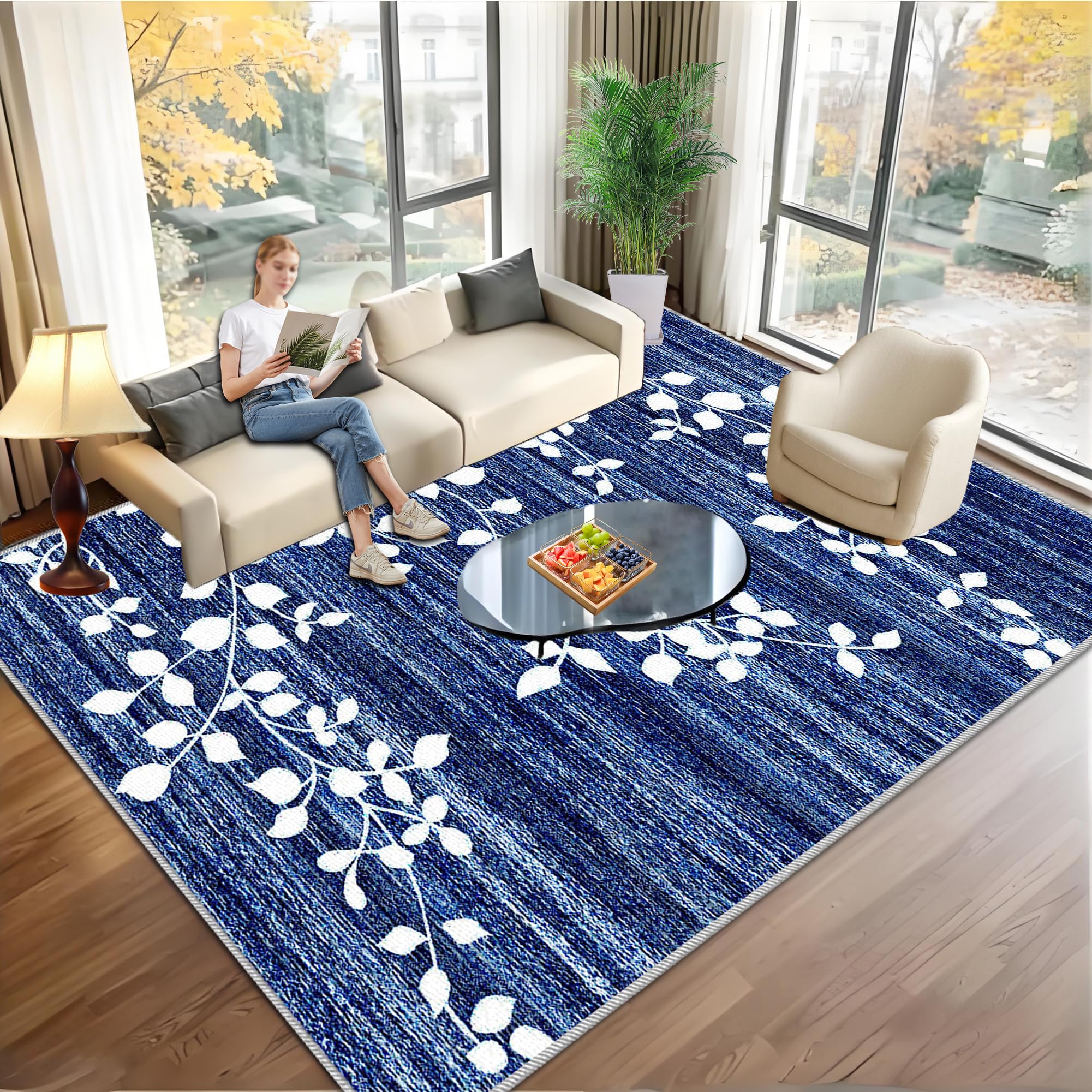 Tapis salon lavable moderne grand tapis de sol chambre 110x130