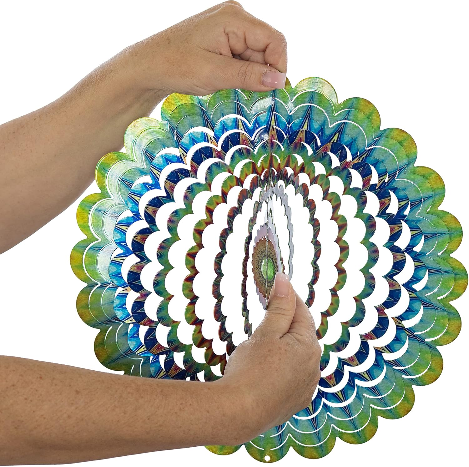 Download Buy Vp Home Polychromatic Mandala Kinetic 3d Metal Outdoor Garden Decor Wind Spinner Online In Vietnam B08pq56lyy