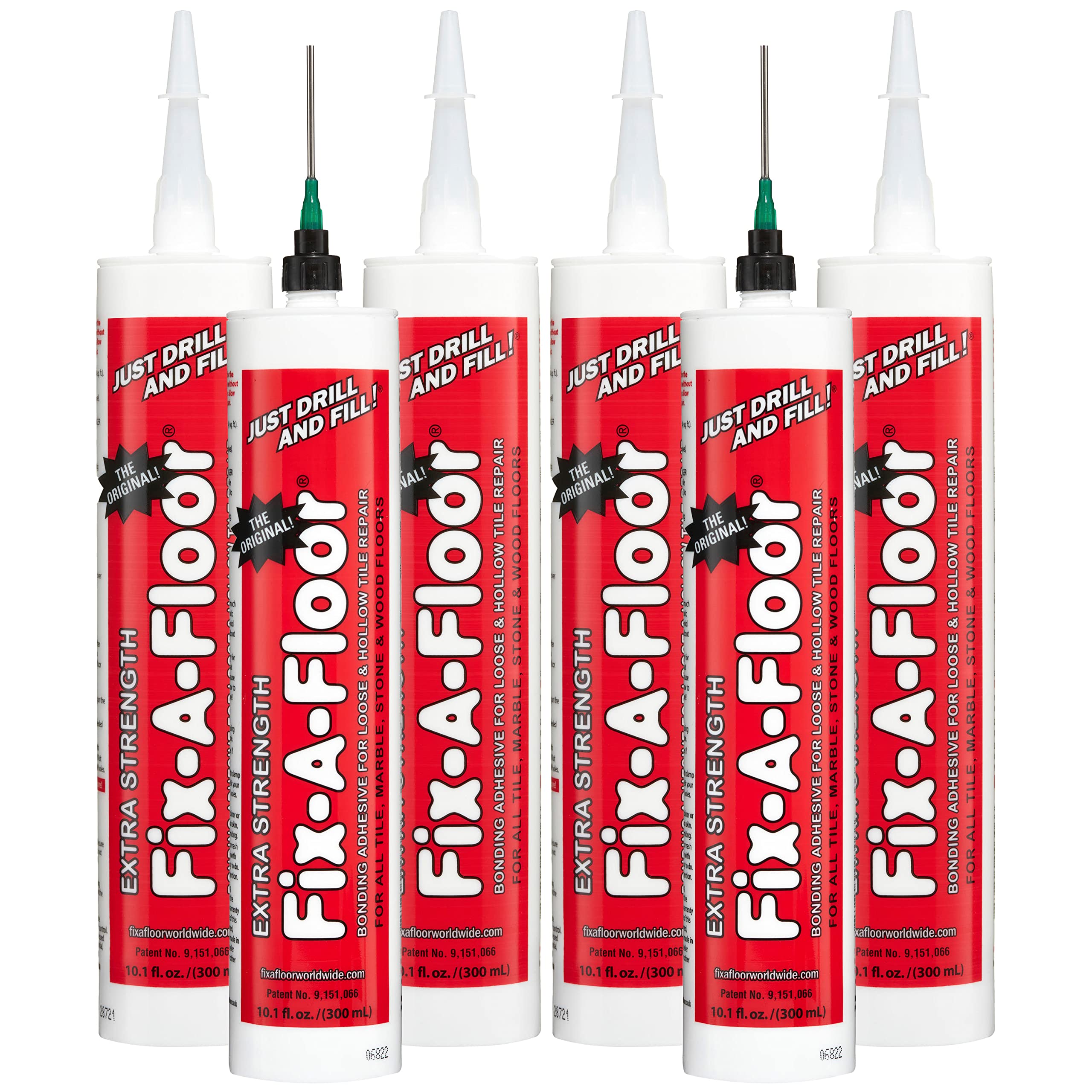 Fix-A-Floor All in One Micro Precision Injector Kit Bonding Adhesive - For Loose & Hollow Tiles, Wood, LVT & Laminate - Includes a Reusable Syringe Adapter & Patented Customisable Tip (Pack of 6)