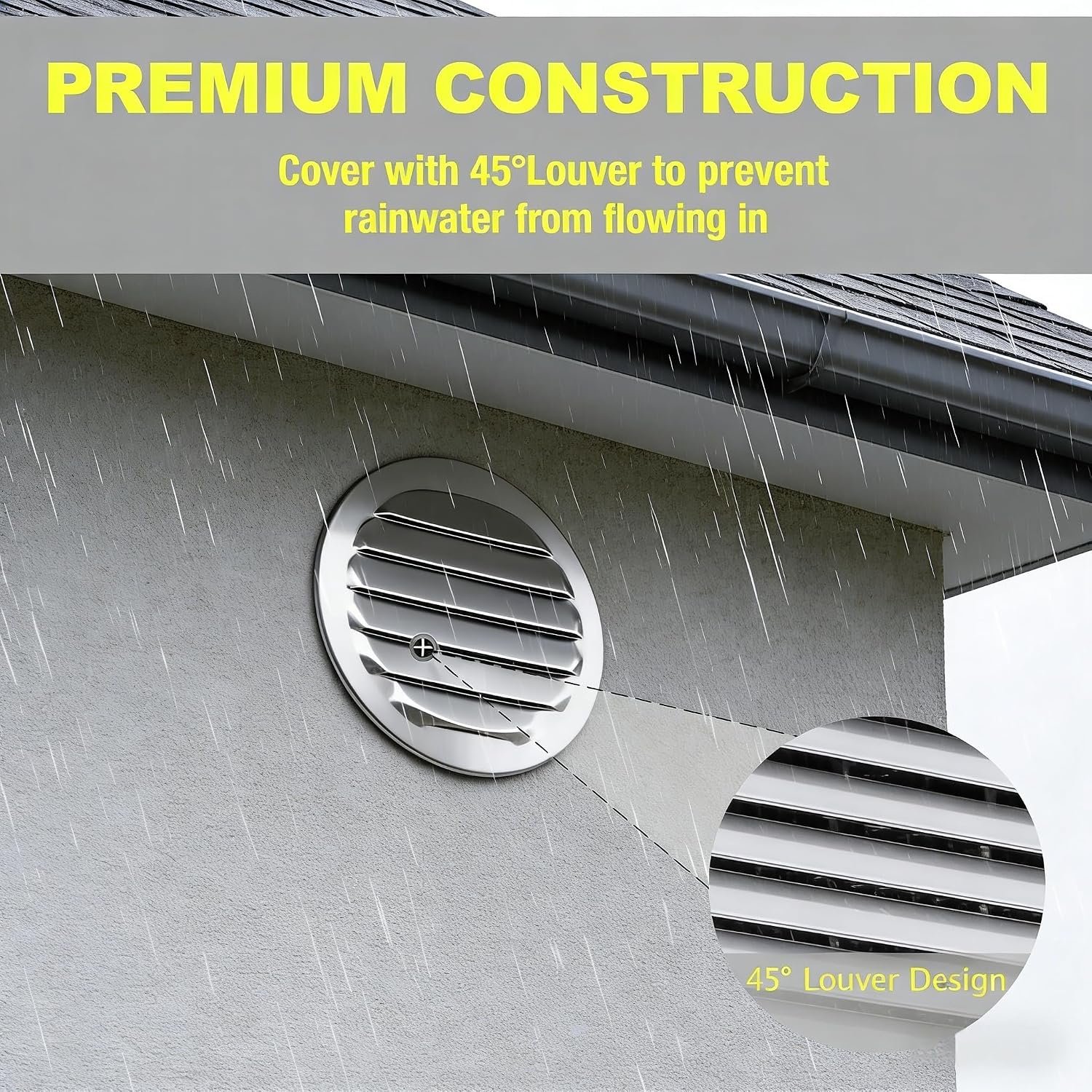 2 Inches, Round Aluminum Louver with Insect Screen, 6 Pack