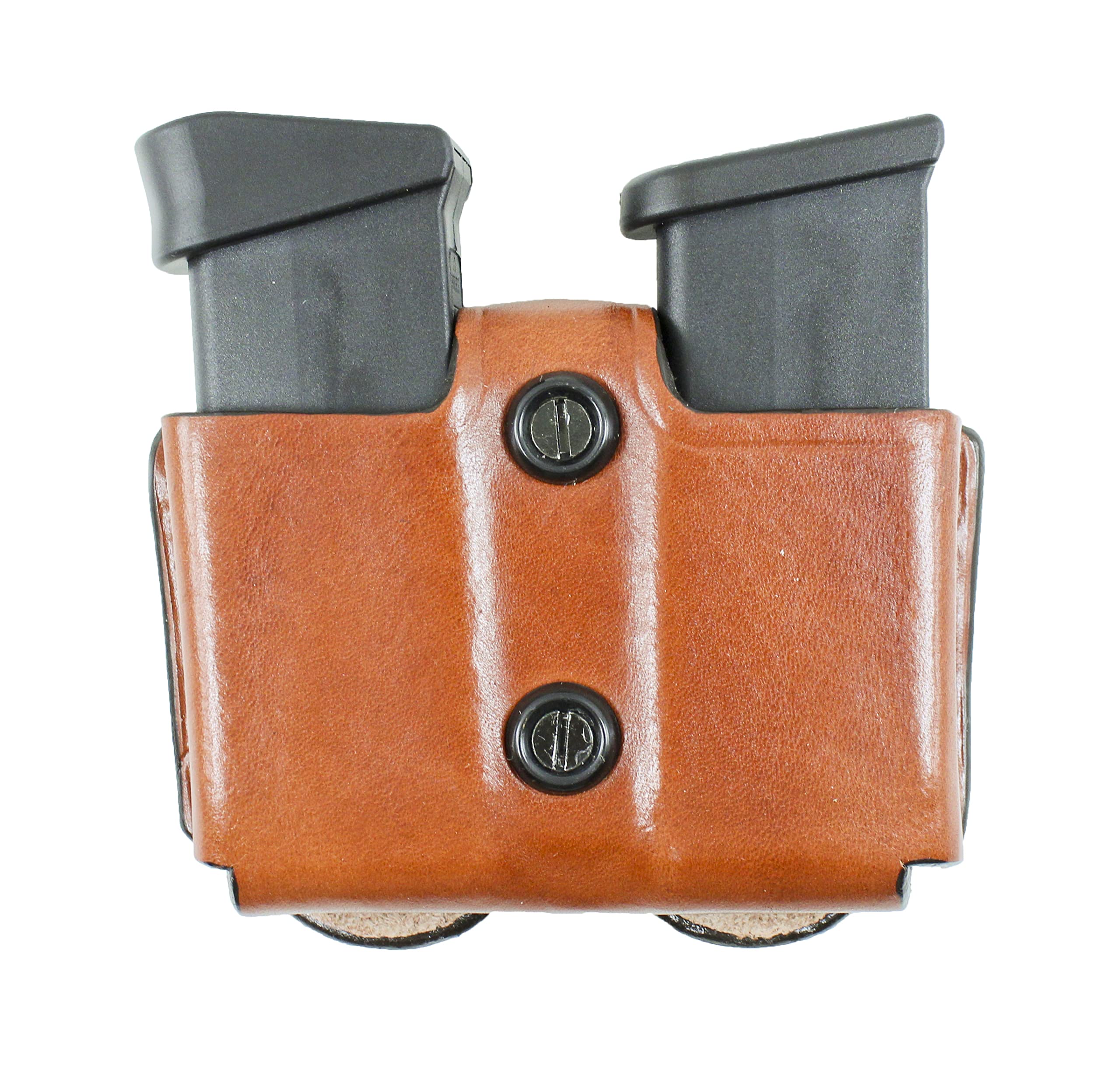 DeSantis Double Magazine Leather Pouch - Pistol Magazine Holder, Double Mag Pouch, Mag Holder 9mm, Compatible with Glock 43X and Mossberg MC1SC Magazines - Ambidextrous, Tan