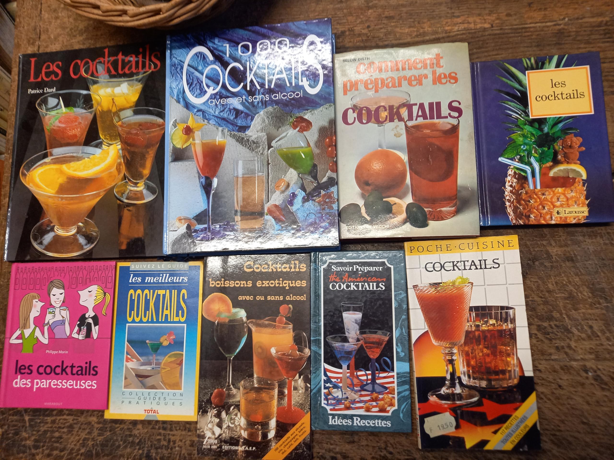 lot de 9 livres comment préparer les cocktails recettes avec et sans alcool -