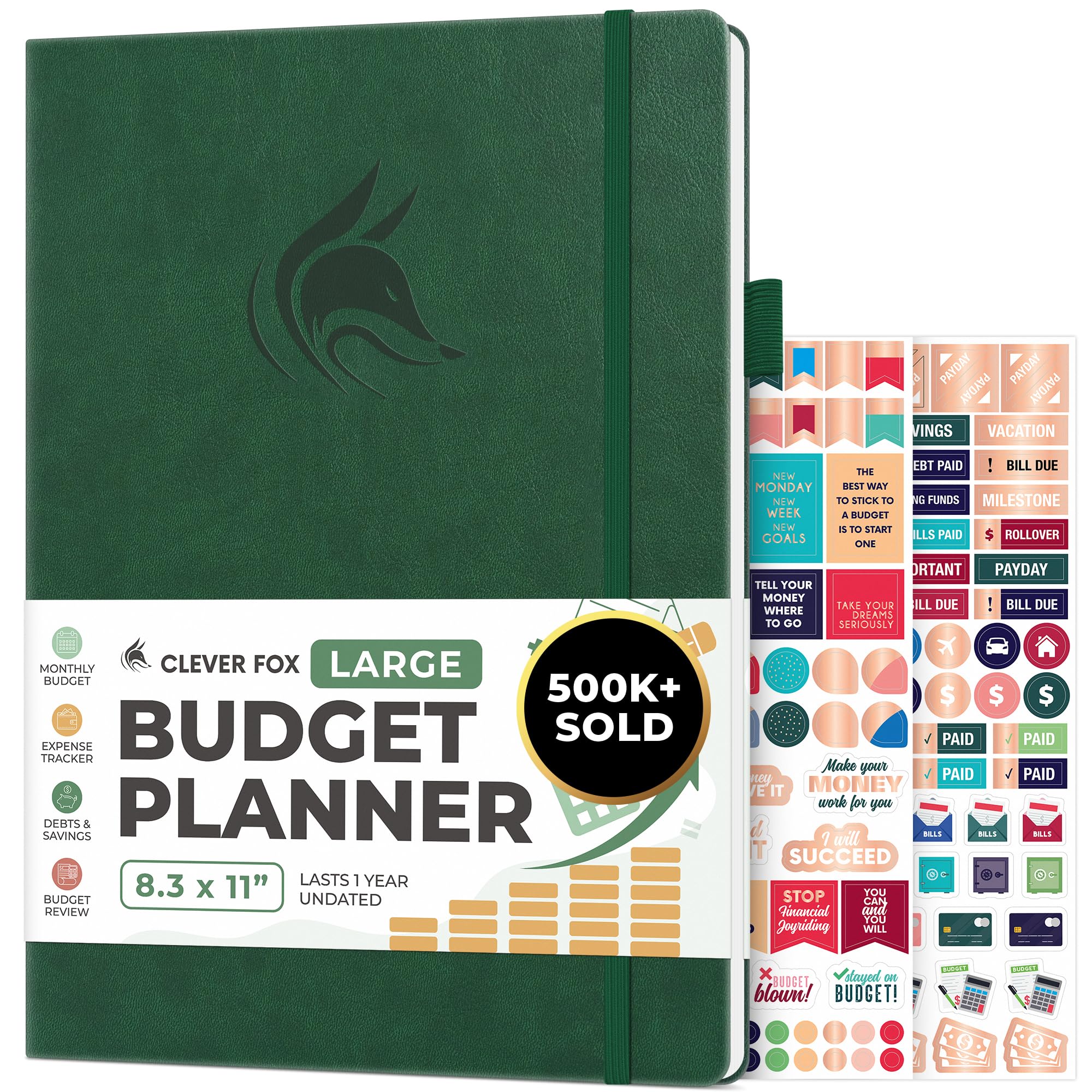 Clever Fox Budget Planner Large – Expense Tracker Notebook. Monthly Budgeting & Bill Organizer, Finance Logbook & Accounts Book, A4 (Dark Green)