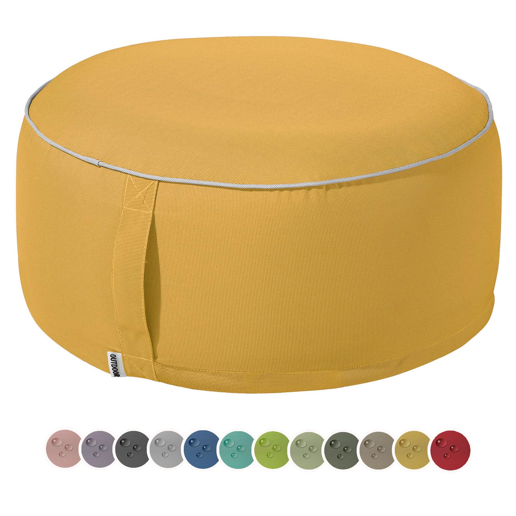 Heimtexland Pouf da esterno resistente alle intemperie 25 x 55 cm giallo senape