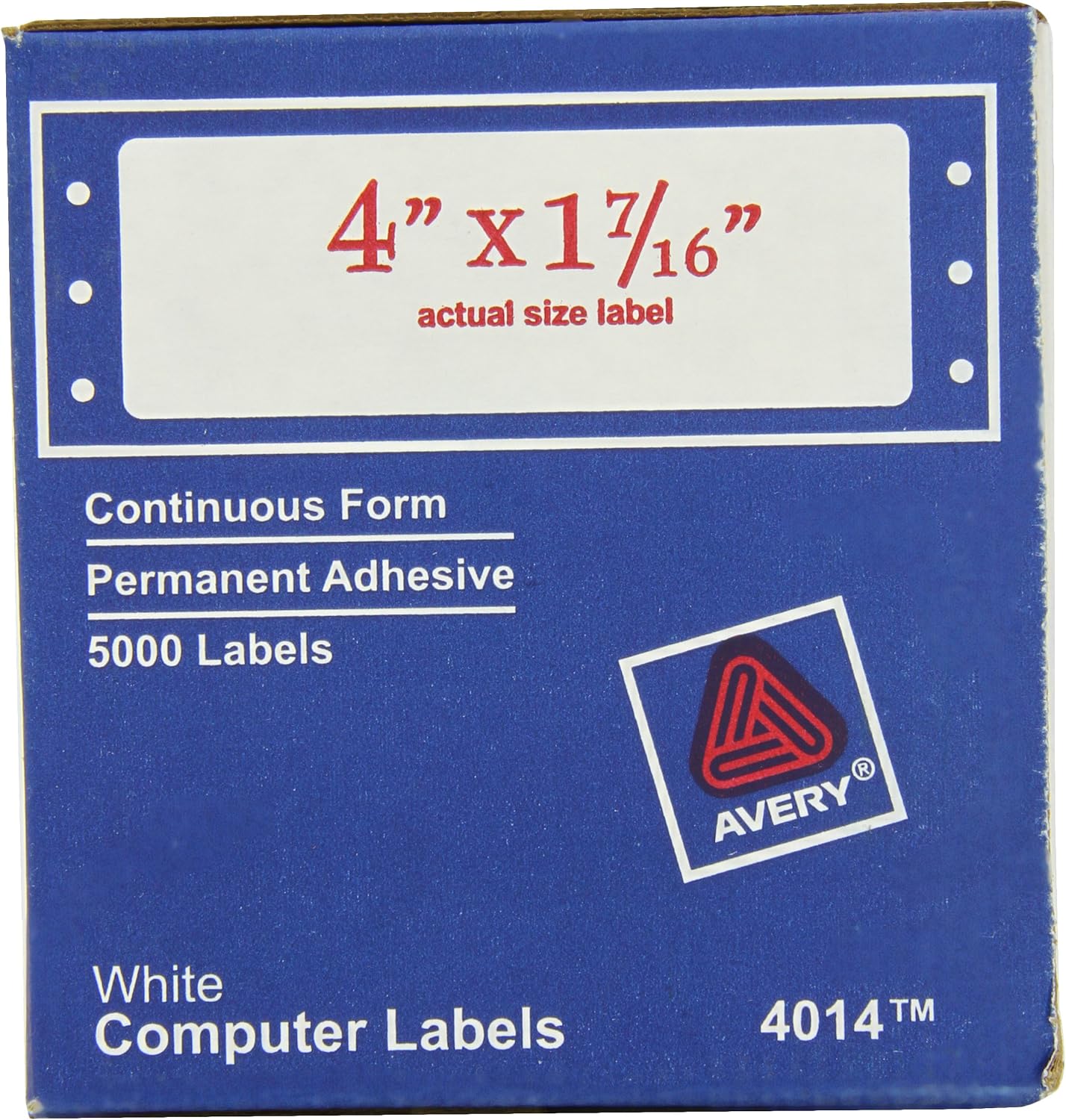 Avery 4014 Dot Matrix Mailing Labels, 1 Across, 1 7/16 x 4, White (Box of 5000)